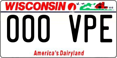 WI license plate 000VPE