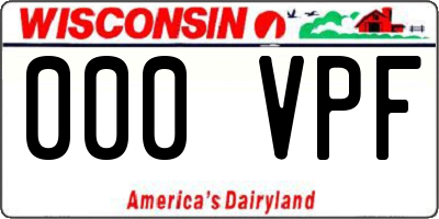 WI license plate 000VPF