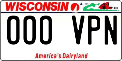 WI license plate 000VPN