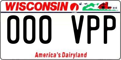 WI license plate 000VPP