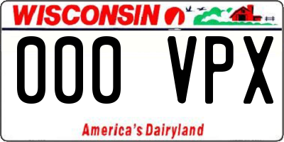 WI license plate 000VPX