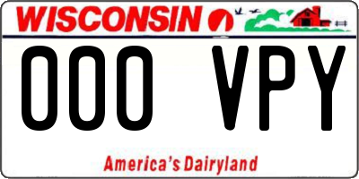 WI license plate 000VPY