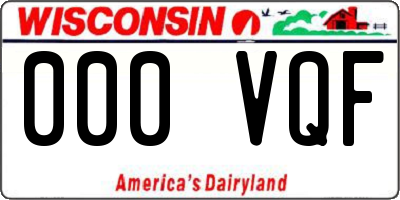WI license plate 000VQF
