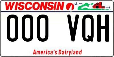 WI license plate 000VQH