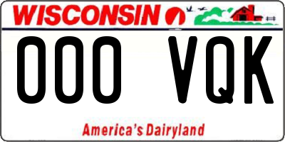 WI license plate 000VQK