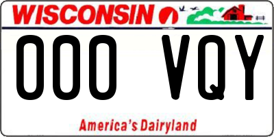 WI license plate 000VQY