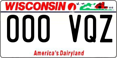 WI license plate 000VQZ
