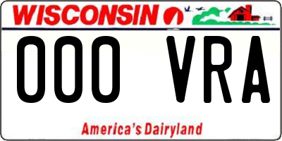 WI license plate 000VRA