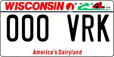 WI license plate 000VRK