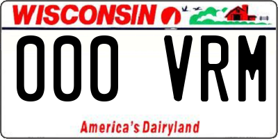 WI license plate 000VRM