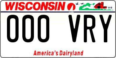 WI license plate 000VRY