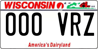 WI license plate 000VRZ