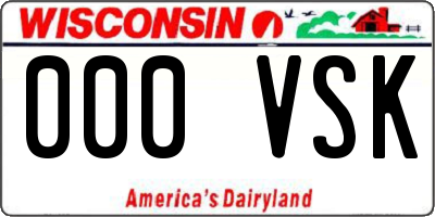 WI license plate 000VSK