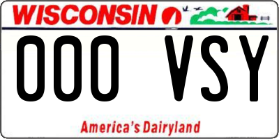 WI license plate 000VSY