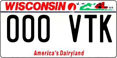 WI license plate 000VTK