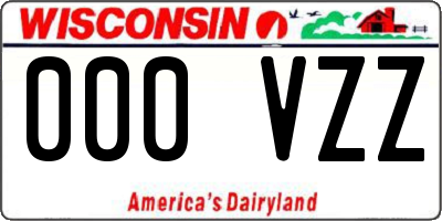 WI license plate 000VZZ