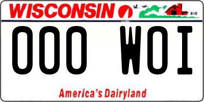 WI license plate 000WOI