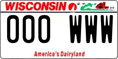 WI license plate 000WWW