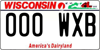 WI license plate 000WXB