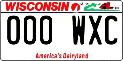 WI license plate 000WXC