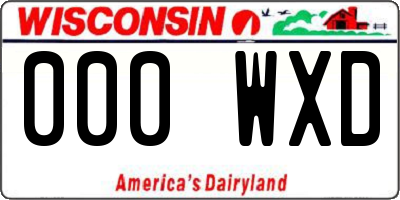 WI license plate 000WXD