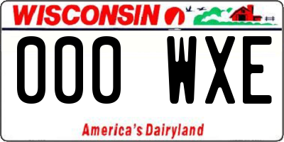 WI license plate 000WXE
