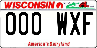 WI license plate 000WXF