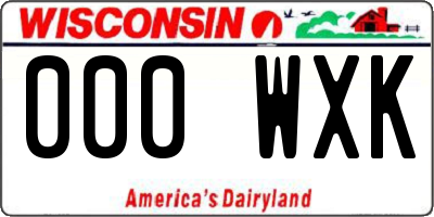 WI license plate 000WXK