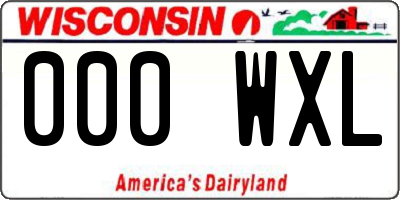 WI license plate 000WXL