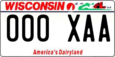 WI license plate 000XAA