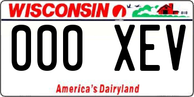 WI license plate 000XEV