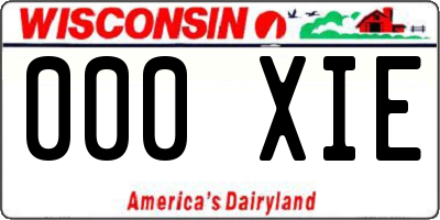 WI license plate 000XIE