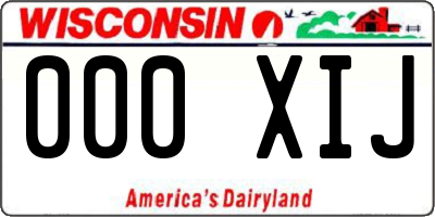 WI license plate 000XIJ