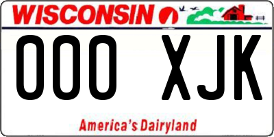 WI license plate 000XJK