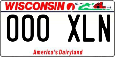 WI license plate 000XLN