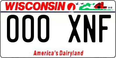 WI license plate 000XNF