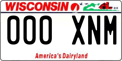 WI license plate 000XNM