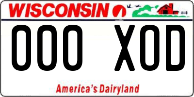 WI license plate 000XOD