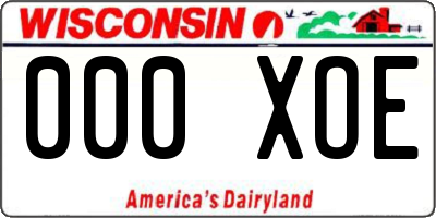WI license plate 000XOE