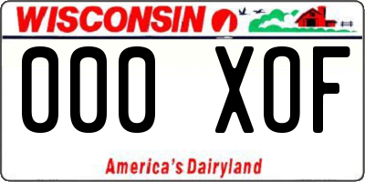 WI license plate 000XOF