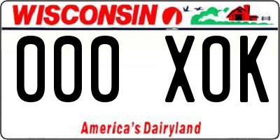 WI license plate 000XOK