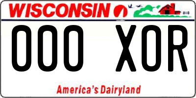 WI license plate 000XOR