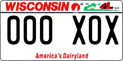 WI license plate 000XOX