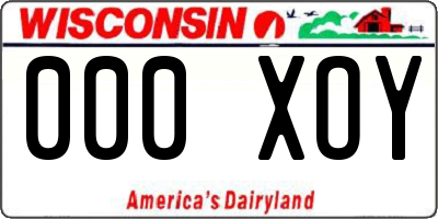 WI license plate 000XOY