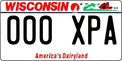 WI license plate 000XPA