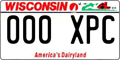 WI license plate 000XPC