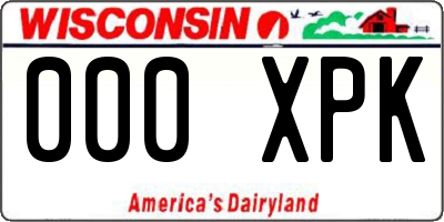 WI license plate 000XPK