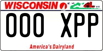 WI license plate 000XPP