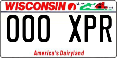 WI license plate 000XPR