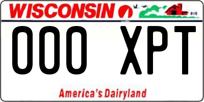 WI license plate 000XPT